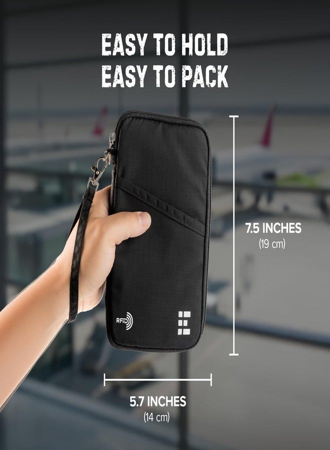 زيرو جريد حافظة جوازات سفر عائلية تتسع لما يصل إلى 6 جوازات سفر، محفظة جوازات سفر كبيرة ومنظم فاخر لحفظ وثائق السفر مع خاصية منع السرقة بتقنية RFID - أسود - Image 2